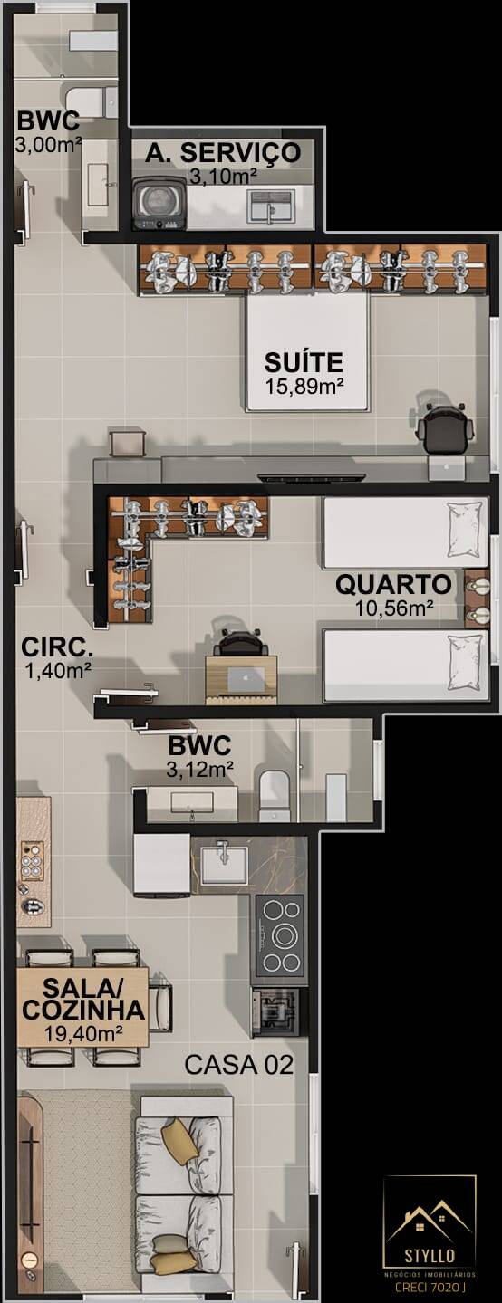 Casa, 2 quartos, 72 m² - Foto 10