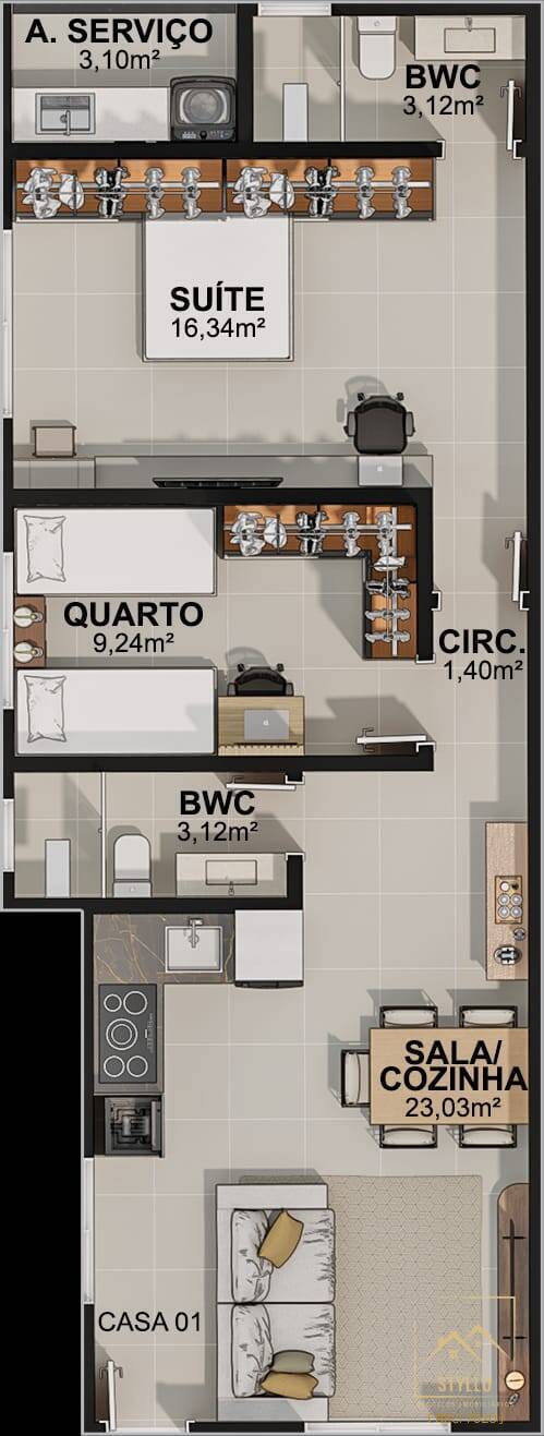 Casa, 2 quartos, 72 m² - Foto 11